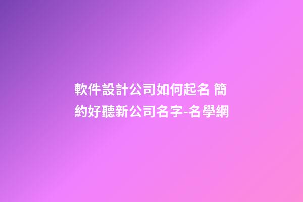 軟件設計公司如何起名 簡約好聽新公司名字-名學網-第1張-公司起名-玄機派